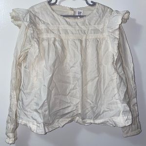 Girls Long Sleeve Lace Cream Colored Blouse-size M
